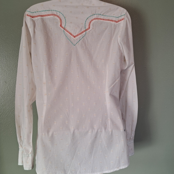 Ariat embroidered pearl snap shirt small cotton western - Picture 5 of 7